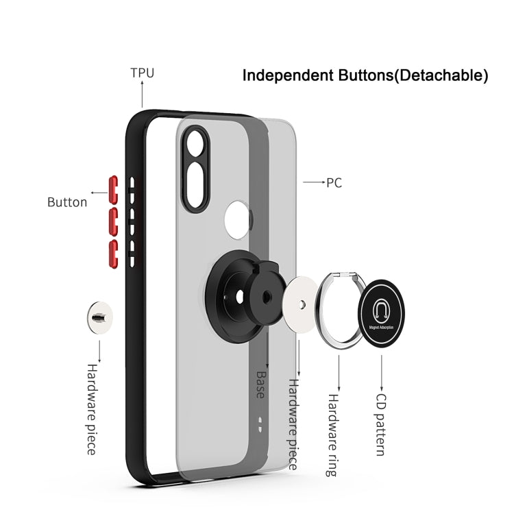 For Motorola Moto E7 (2020) Q Shadow 1 Generation Series TPU + PC Protective Case with 360 Degrees Rotate Ring Holder