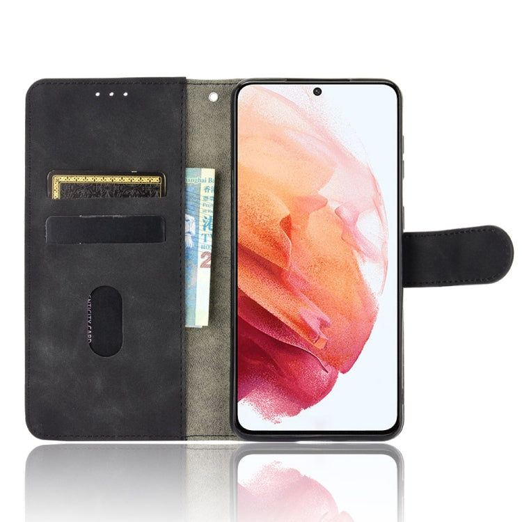 For Samsung Galaxy S21 5G Solid Color Skin Feel Magnetic Buckle Horizontal Flip Calf Texture PU Leather Case with Holder & Card Slots & Wallet