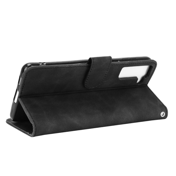 For Samsung Galaxy S21 5G Solid Color Skin Feel Magnetic Buckle Horizontal Flip Calf Texture PU Leather Case with Holder & Card Slots & Wallet