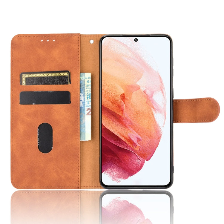 For Samsung Galaxy S21+ 5G Solid Color Skin Feel Magnetic Buckle Horizontal Flip Calf Texture PU Leather Case with Holder & Card Slots & Wallet