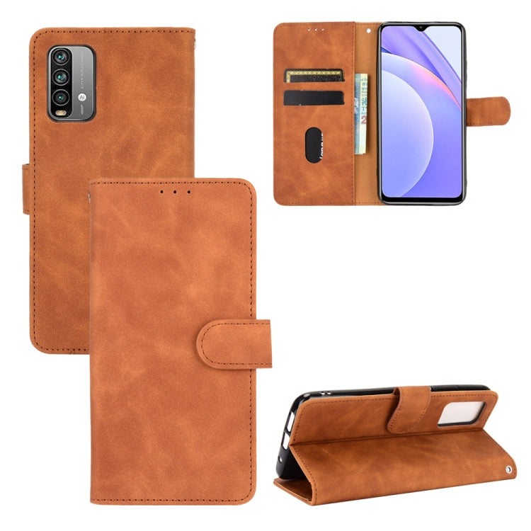 For Xiaomi Redmi Note 9 4G Solid Color Skin Feel Magnetic Buckle Horizontal Flip Calf Texture PU Leather Case with Holder & Card Slots & Wallet