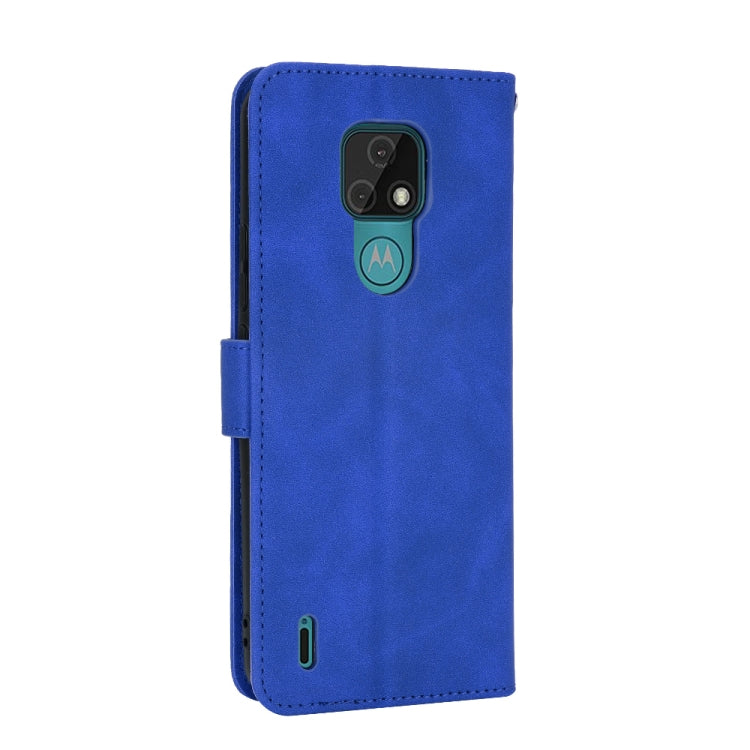 For Motorola Moto E7 Solid Color Skin Feel Magnetic Buckle Horizontal Flip Calf Texture PU Leather Case with Holder & Card Slots & Wallet