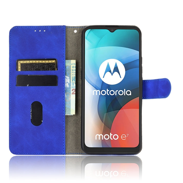 For Motorola Moto E7 Solid Color Skin Feel Magnetic Buckle Horizontal Flip Calf Texture PU Leather Case with Holder & Card Slots & Wallet