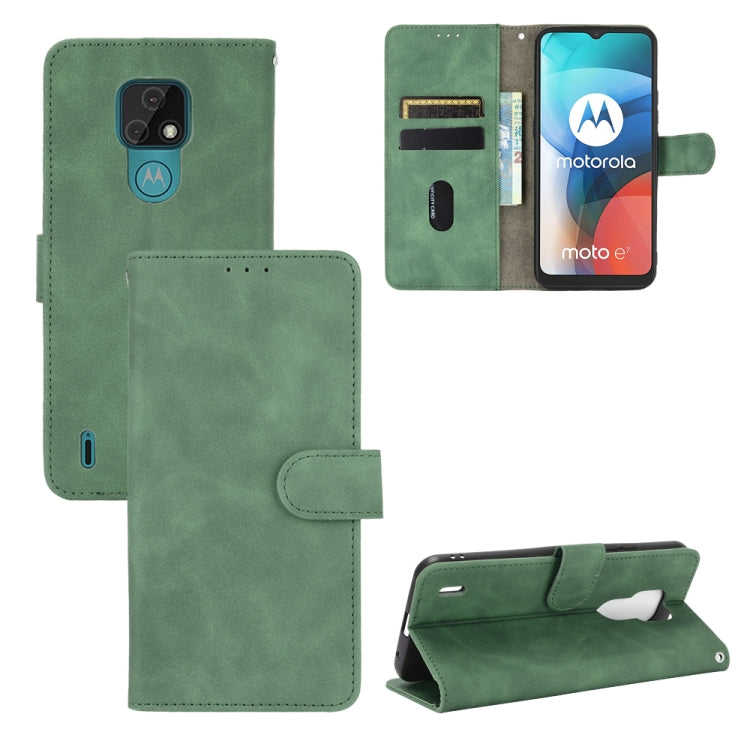 For Motorola Moto E7 Solid Color Skin Feel Magnetic Buckle Horizontal Flip Calf Texture PU Leather Case with Holder & Card Slots & Wallet