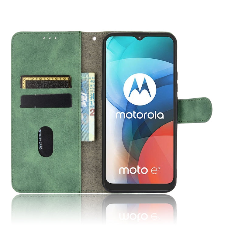 For Motorola Moto E7 Solid Color Skin Feel Magnetic Buckle Horizontal Flip Calf Texture PU Leather Case with Holder & Card Slots & Wallet