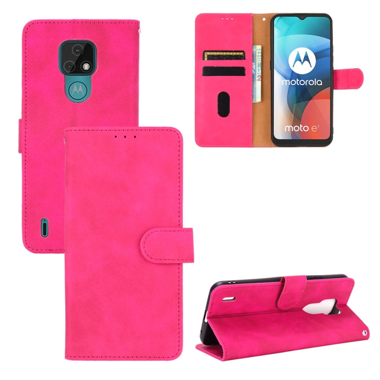 For Motorola Moto E7 Solid Color Skin Feel Magnetic Buckle Horizontal Flip Calf Texture PU Leather Case with Holder & Card Slots & Wallet