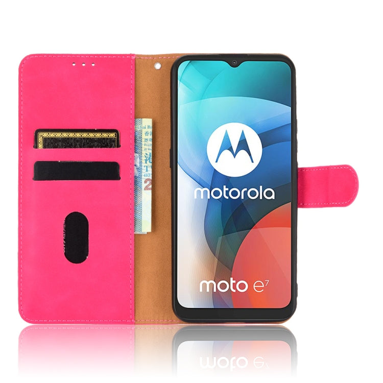 For Motorola Moto E7 Solid Color Skin Feel Magnetic Buckle Horizontal Flip Calf Texture PU Leather Case with Holder & Card Slots & Wallet