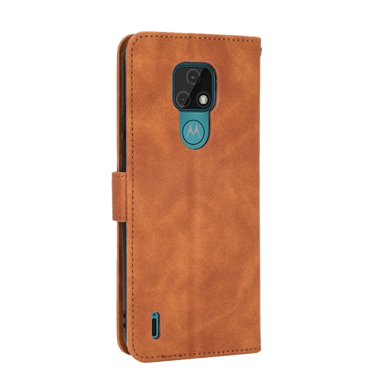 For Motorola Moto E7 Solid Color Skin Feel Magnetic Buckle Horizontal Flip Calf Texture PU Leather Case with Holder & Card Slots & Wallet