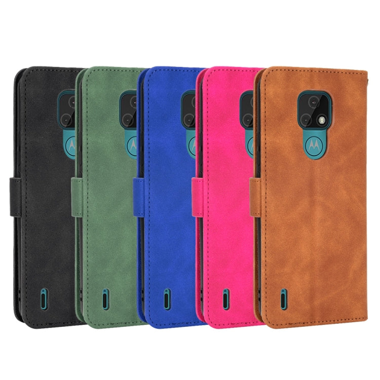 For Motorola Moto E7 Solid Color Skin Feel Magnetic Buckle Horizontal Flip Calf Texture PU Leather Case with Holder & Card Slots & Wallet