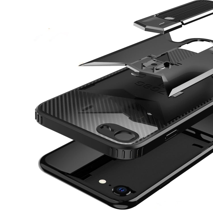 For iPhone SE 2022 / SE 2020 / 8 / 7 Butterfly Wing 2 in 1 Carbon Fiber Armor Shockproof TPU + PC Protective Case with Invisible Holder