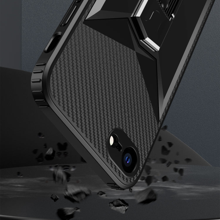 For iPhone SE 2022 / SE 2020 / 8 / 7 Butterfly Wing 2 in 1 Carbon Fiber Armor Shockproof TPU + PC Protective Case with Invisible Holder