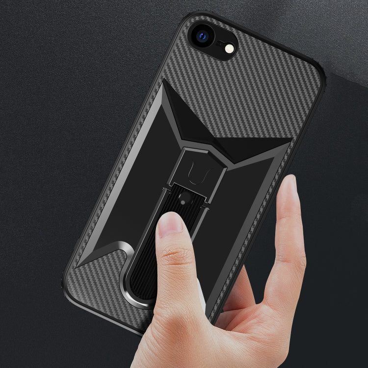 For iPhone SE 2022 / SE 2020 / 8 / 7 Butterfly Wing 2 in 1 Carbon Fiber Armor Shockproof TPU + PC Protective Case with Invisible Holder