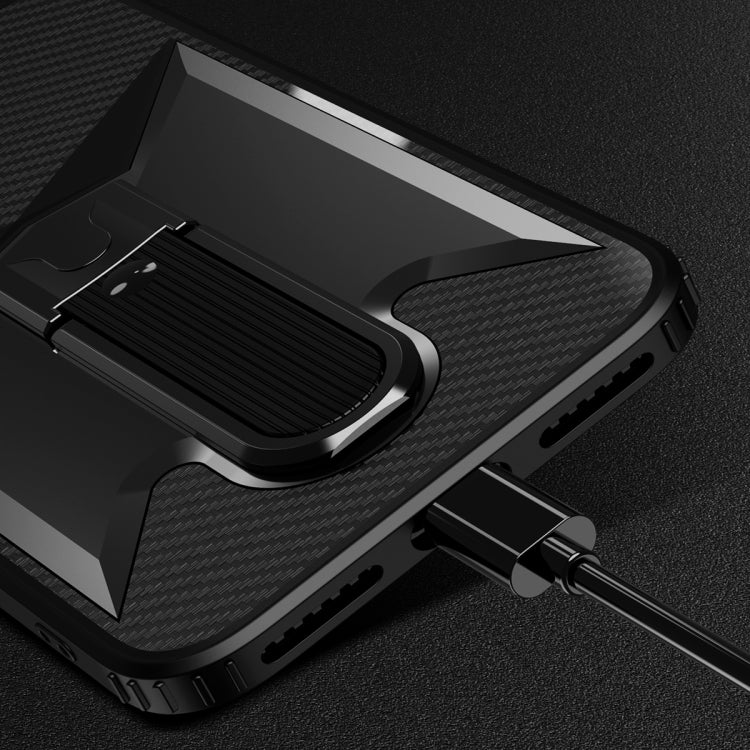 For iPhone SE 2022 / SE 2020 / 8 / 7 Butterfly Wing 2 in 1 Carbon Fiber Armor Shockproof TPU + PC Protective Case with Invisible Holder