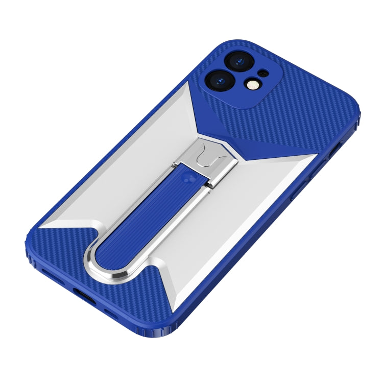 For iPhone 12 mini Butterfly Wing 2 in 1 Carbon Fiber Armor Shockproof TPU + PC Protective Case with Invisible Holder