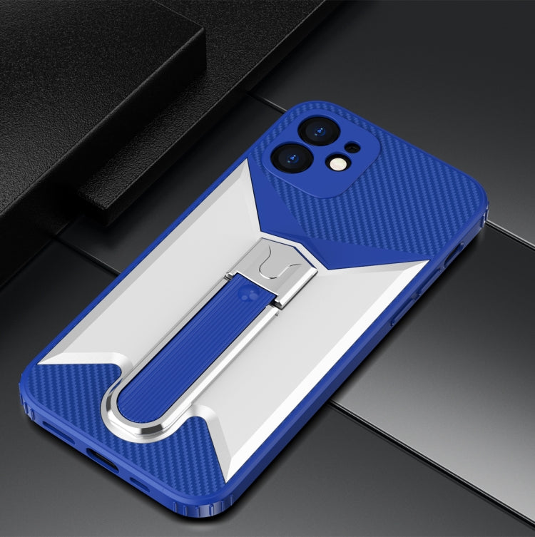 For iPhone 12 Butterfly Wing 2 in 1 Carbon Fiber Armor Shockproof TPU + PC Protective Case with Invisible Holder