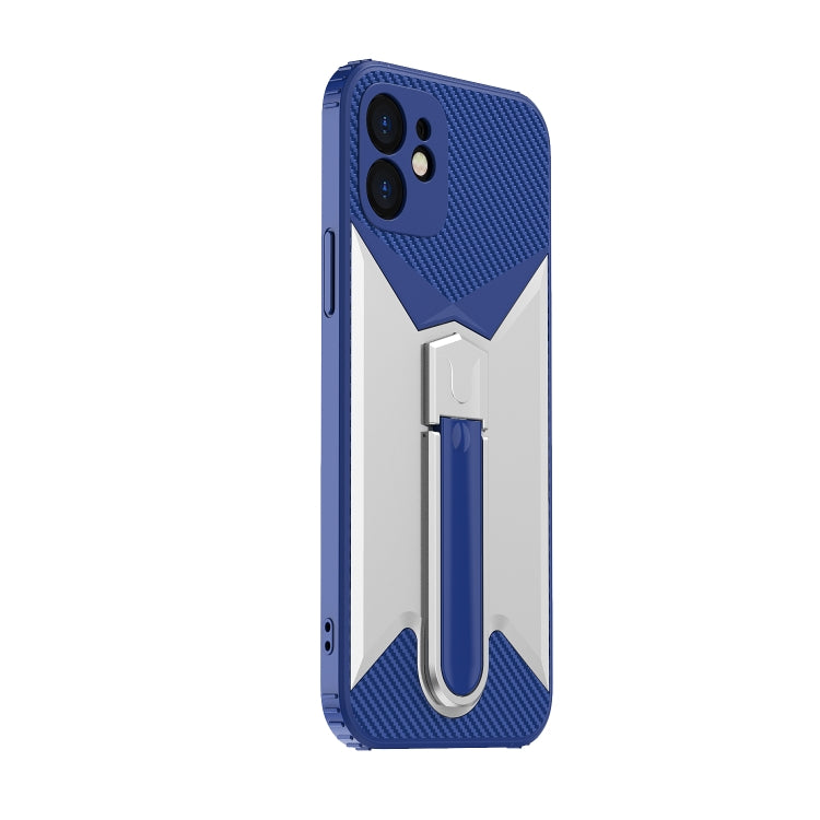For iPhone 12 Butterfly Wing 2 in 1 Carbon Fiber Armor Shockproof TPU + PC Protective Case with Invisible Holder