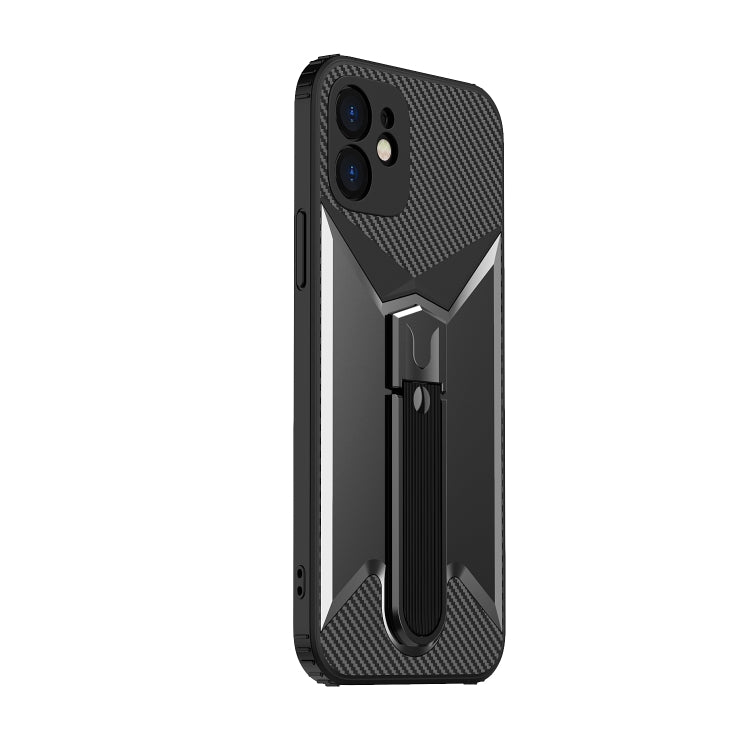 For iPhone 12 Butterfly Wing 2 in 1 Carbon Fiber Armor Shockproof TPU + PC Protective Case with Invisible Holder