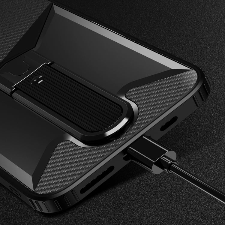 For iPhone 11 Pro Max Butterfly Wing 2 in 1 Carbon Fiber Armor Shockproof TPU + PC Protective Case with Invisible Holder