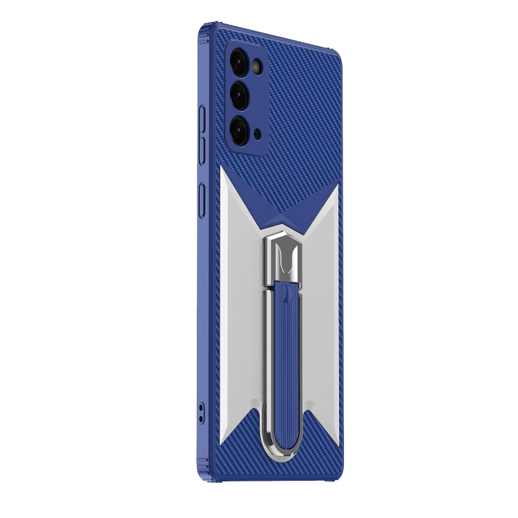 For Samsung Galaxy Note20 Butterfly Wing 2 in 1 Carbon Fiber Armor Shockproof TPU + PC Protective Case with Invisible Holder