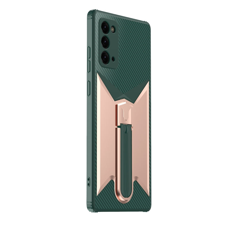 For Samsung Galaxy Note20 Butterfly Wing 2 in 1 Carbon Fiber Armor Shockproof TPU + PC Protective Case with Invisible Holder