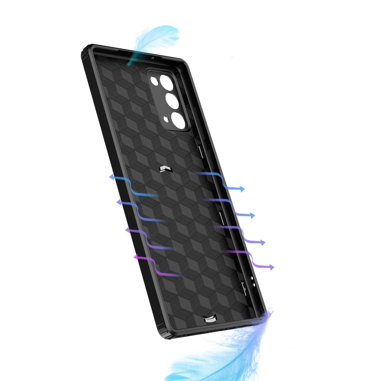 For Samsung Galaxy Note20 Butterfly Wing 2 in 1 Carbon Fiber Armor Shockproof TPU + PC Protective Case with Invisible Holder