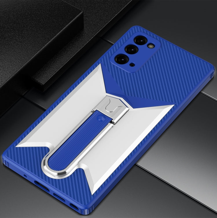 For Samsung Galaxy Note20 Ultra Butterfly Wing 2 in 1 Carbon Fiber Armor Shockproof TPU + PC Protective Case with Invisible Holder