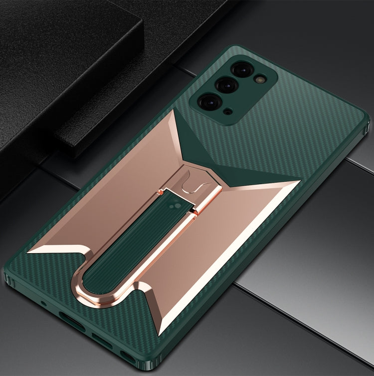 For Samsung Galaxy Note20 Ultra Butterfly Wing 2 in 1 Carbon Fiber Armor Shockproof TPU + PC Protective Case with Invisible Holder