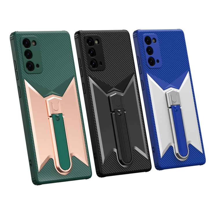 For Samsung Galaxy Note20 Ultra Butterfly Wing 2 in 1 Carbon Fiber Armor Shockproof TPU + PC Protective Case with Invisible Holder