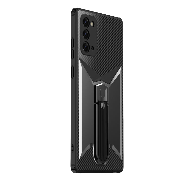 For Samsung Galaxy Note20 Ultra Butterfly Wing 2 in 1 Carbon Fiber Armor Shockproof TPU + PC Protective Case with Invisible Holder