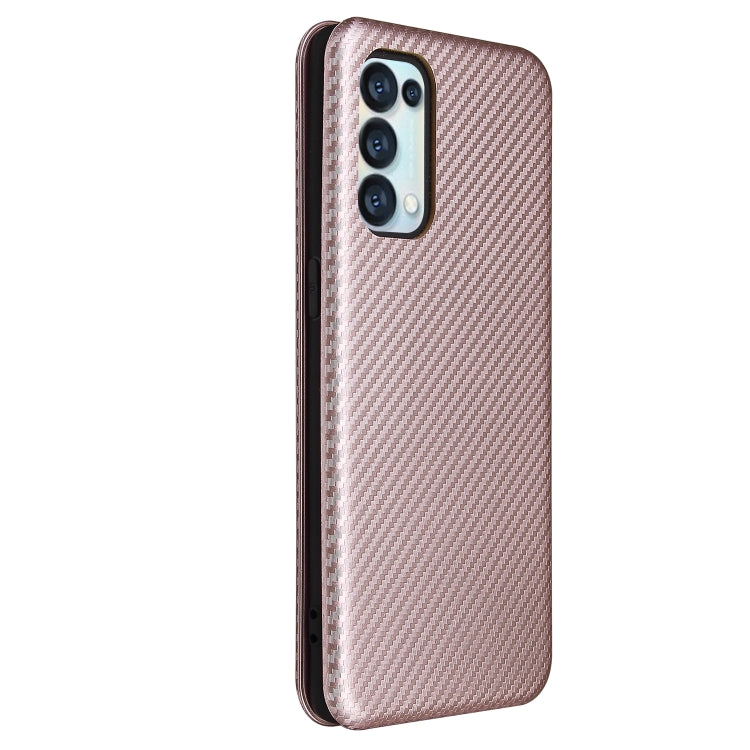 For OPPO Reno5 Pro 5G Carbon Fiber Texture Horizontal Flip TPU + PC + PU Leather Case with Card Slot