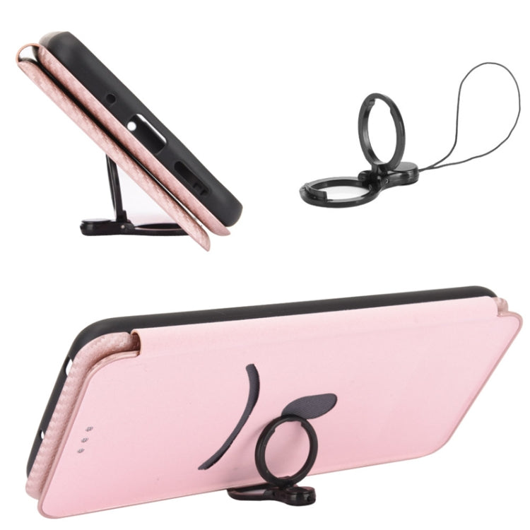 For OPPO Reno5 Pro 5G Carbon Fiber Texture Horizontal Flip TPU + PC + PU Leather Case with Card Slot