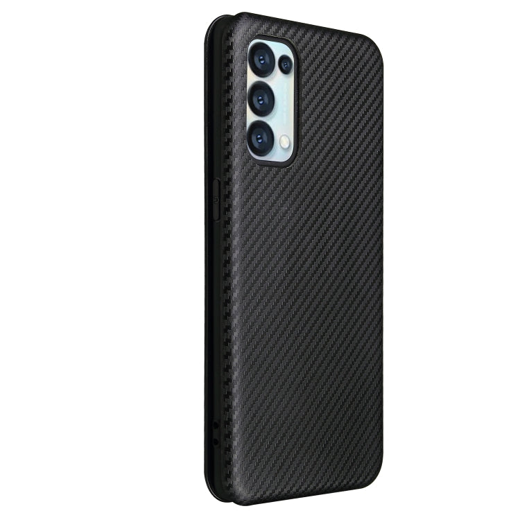 For OPPO Reno5 Pro 5G Carbon Fiber Texture Horizontal Flip TPU + PC + PU Leather Case with Card Slot