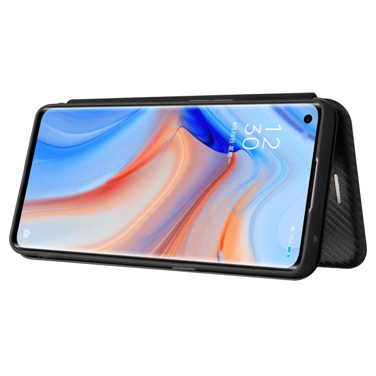 For OPPO Reno5 Pro 5G Carbon Fiber Texture Horizontal Flip TPU + PC + PU Leather Case with Card Slot