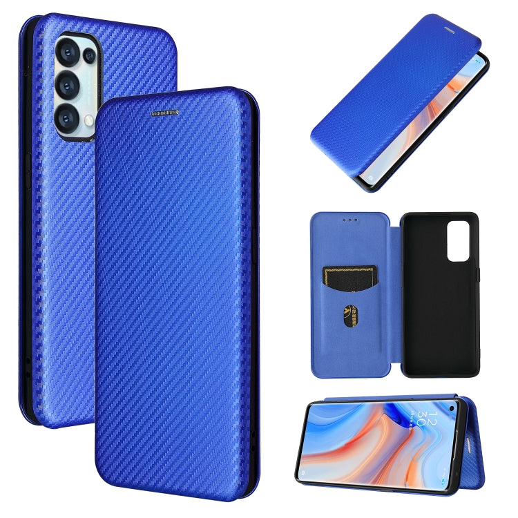 For OPPO Reno5 Pro 5G Carbon Fiber Texture Horizontal Flip TPU + PC + PU Leather Case with Card Slot