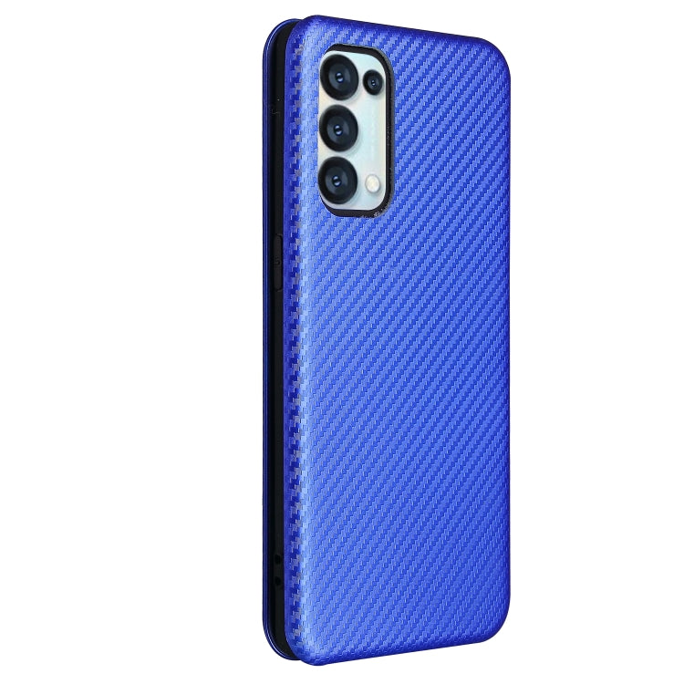 For OPPO Reno5 Pro 5G Carbon Fiber Texture Horizontal Flip TPU + PC + PU Leather Case with Card Slot