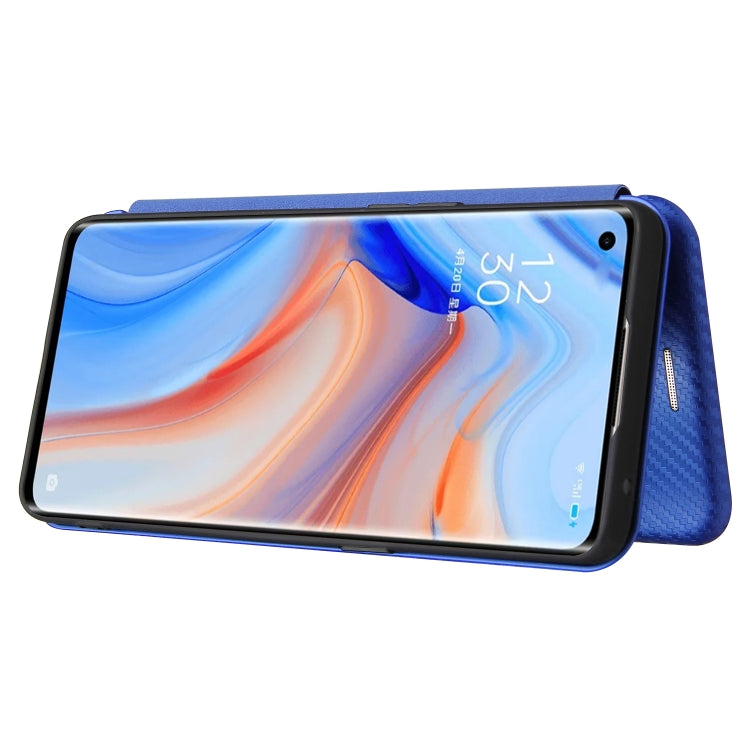 For OPPO Reno5 Pro 5G Carbon Fiber Texture Horizontal Flip TPU + PC + PU Leather Case with Card Slot