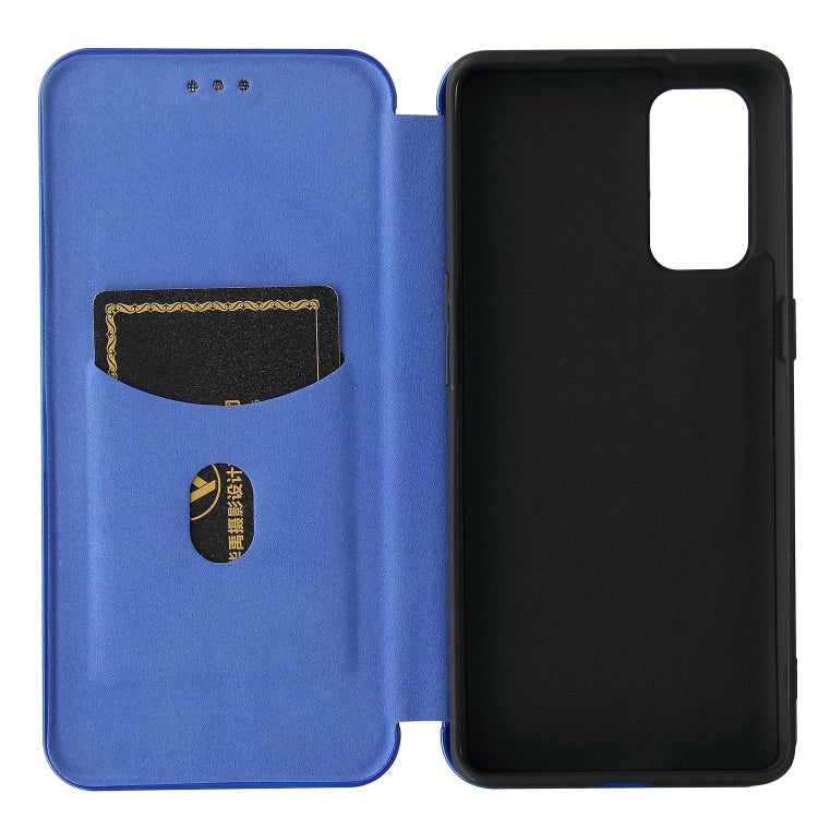 For OPPO Reno5 Pro 5G Carbon Fiber Texture Horizontal Flip TPU + PC + PU Leather Case with Card Slot