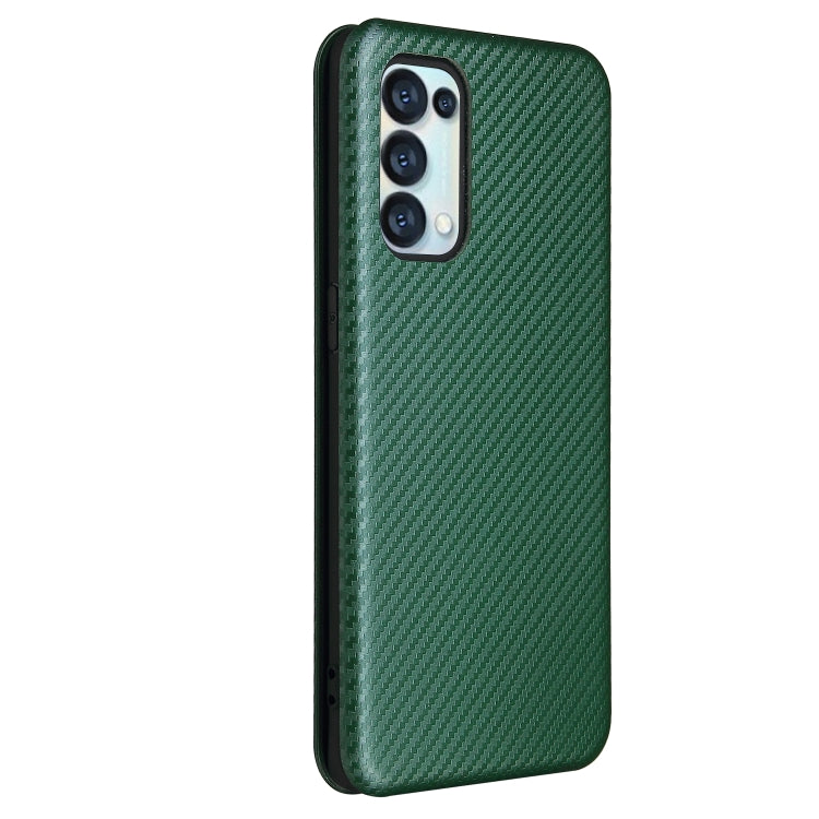 For OPPO Reno5 Pro 5G Carbon Fiber Texture Horizontal Flip TPU + PC + PU Leather Case with Card Slot