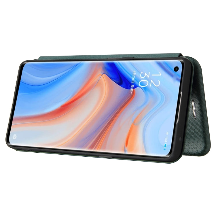 For OPPO Reno5 Pro 5G Carbon Fiber Texture Horizontal Flip TPU + PC + PU Leather Case with Card Slot