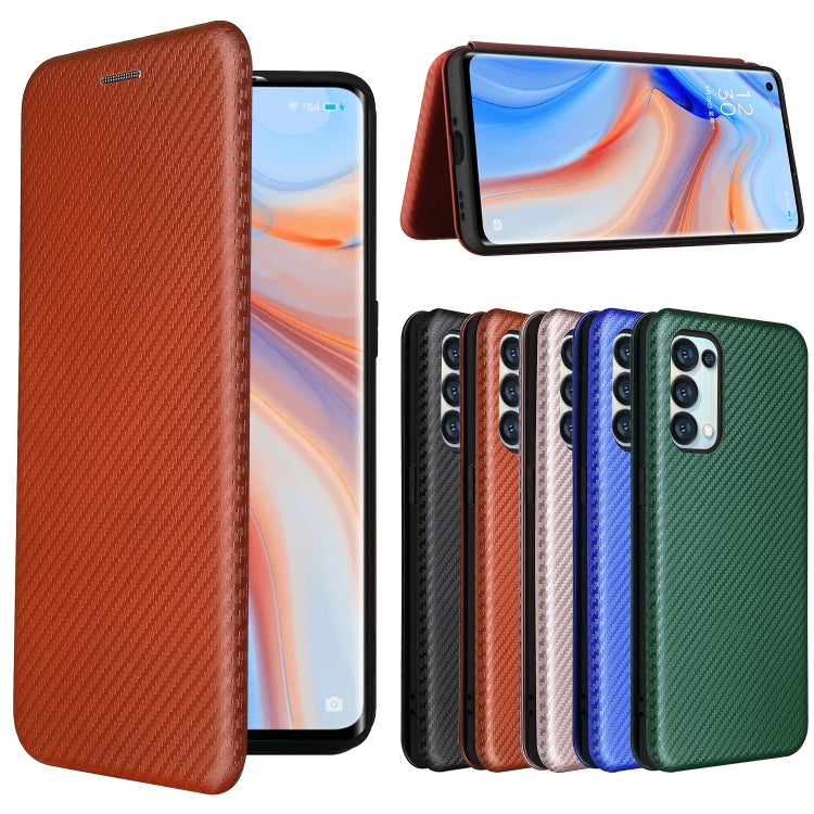 For OPPO Reno5 Pro 5G Carbon Fiber Texture Horizontal Flip TPU + PC + PU Leather Case with Card Slot