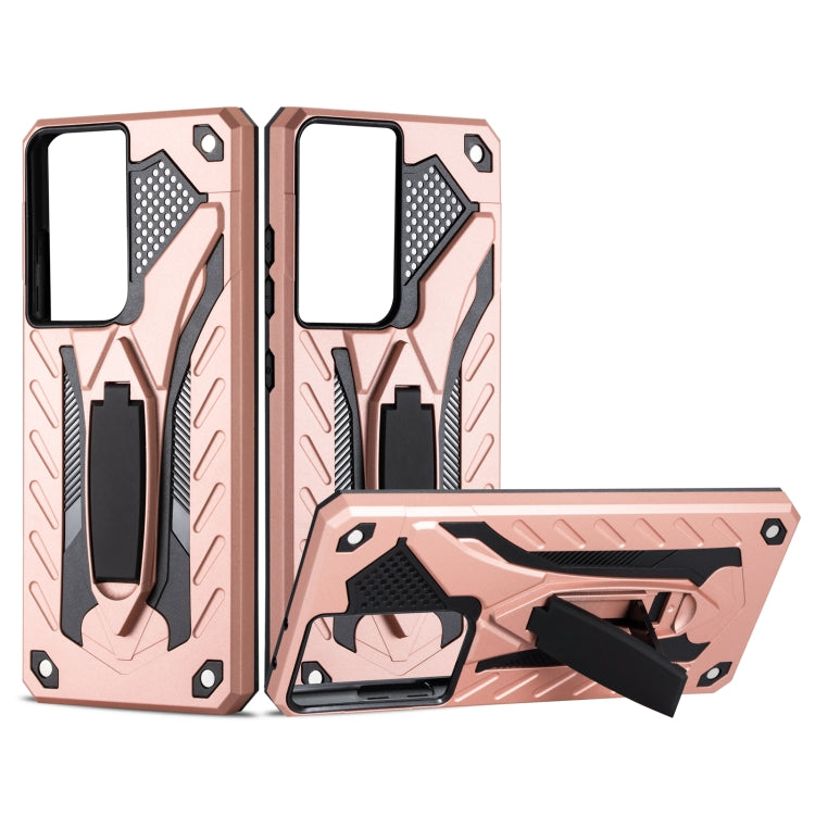 For Samsung Galaxy S21 Ultra 5G Shockproof TPU + PC Protective Case with Holder