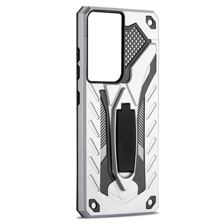 For Samsung Galaxy S21 Ultra 5G Shockproof TPU + PC Protective Case with Holder