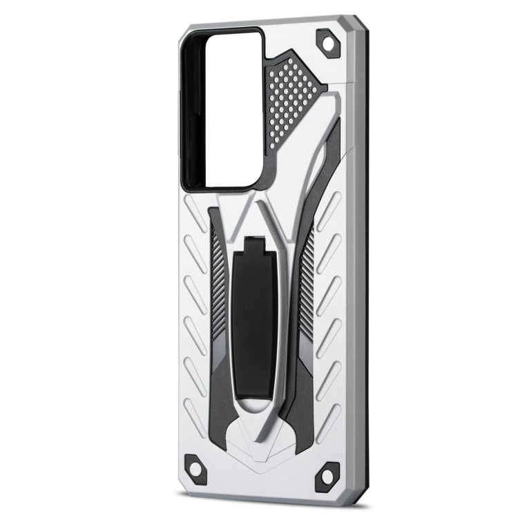 For Samsung Galaxy S21 Ultra 5G Shockproof TPU + PC Protective Case with Holder