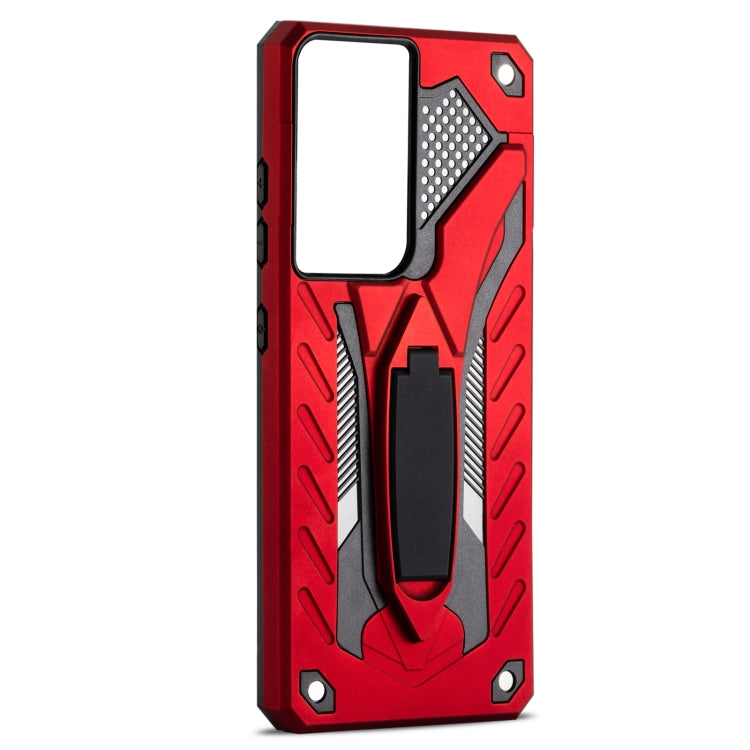 For Samsung Galaxy S21 Ultra 5G Shockproof TPU + PC Protective Case with Holder