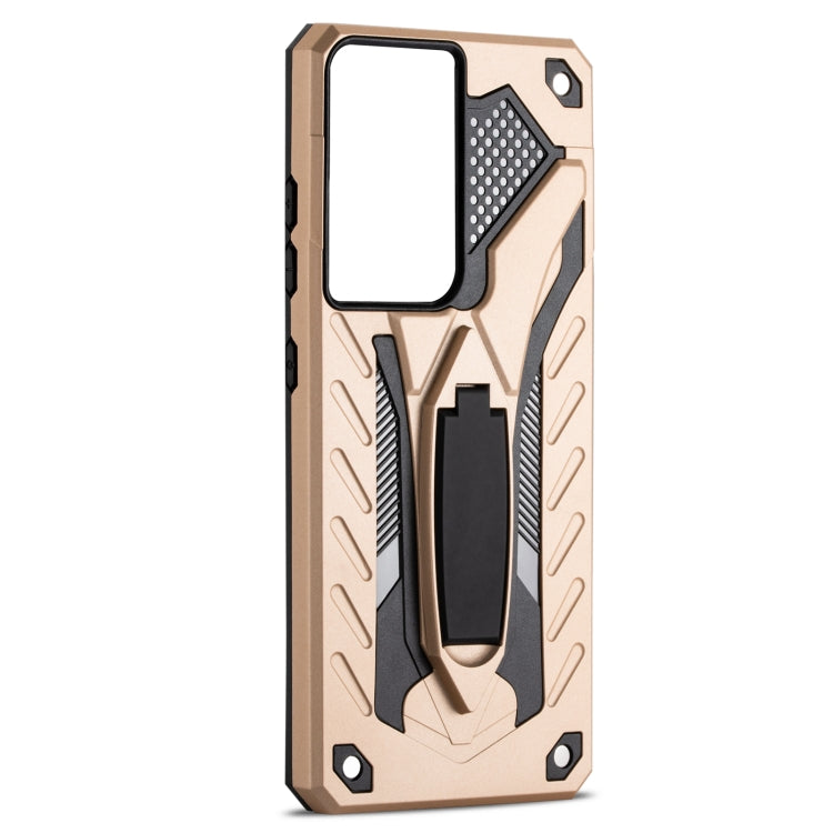 For Samsung Galaxy S21 Ultra 5G Shockproof TPU + PC Protective Case with Holder