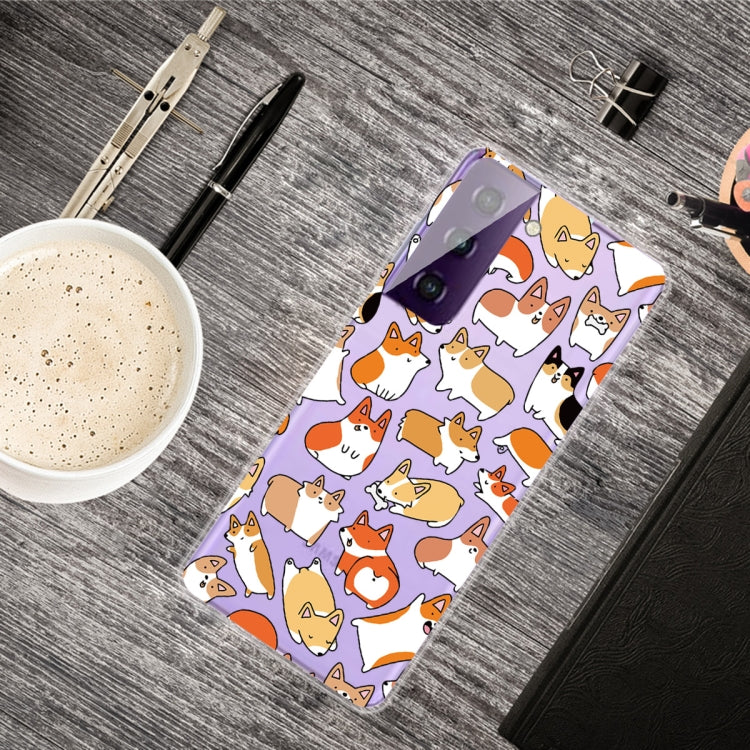For Samsung Galaxy S21+ 5G Colored Drawing Pattern Highly Transparent TPU Protective Case