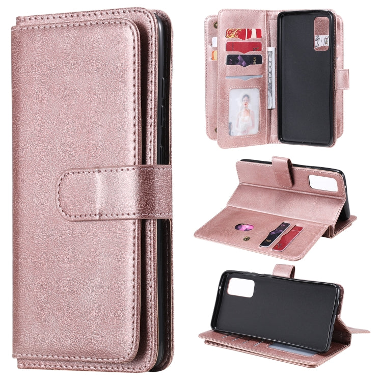 For Samsung Galaxy S20 FE 5G Multifunctional Magnetic Copper Buckle Horizontal Flip Solid Color Leather Case with 10 Card Slots & Wallet & Holder & Photo Frame