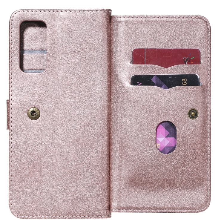 For Samsung Galaxy S20 FE 5G Multifunctional Magnetic Copper Buckle Horizontal Flip Solid Color Leather Case with 10 Card Slots & Wallet & Holder & Photo Frame