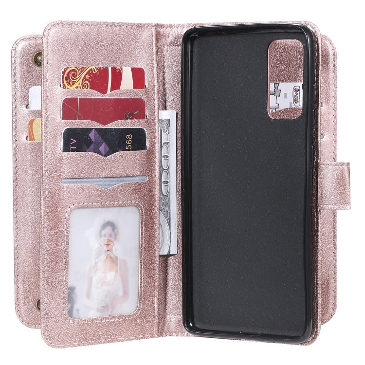 For Samsung Galaxy S20 FE 5G Multifunctional Magnetic Copper Buckle Horizontal Flip Solid Color Leather Case with 10 Card Slots & Wallet & Holder & Photo Frame