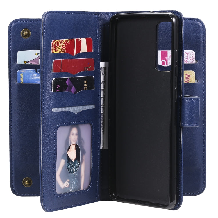 For Samsung Galaxy S20 FE 5G Multifunctional Magnetic Copper Buckle Horizontal Flip Solid Color Leather Case with 10 Card Slots & Wallet & Holder & Photo Frame